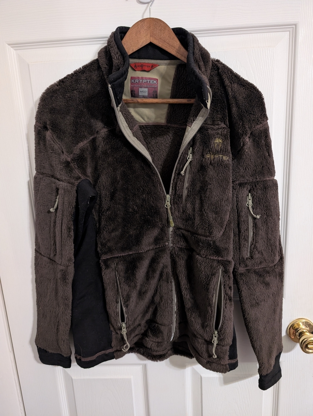 Kryptek Mens Fleece Jacket Coat Brown Attila High Loft Full Zip Size Medium